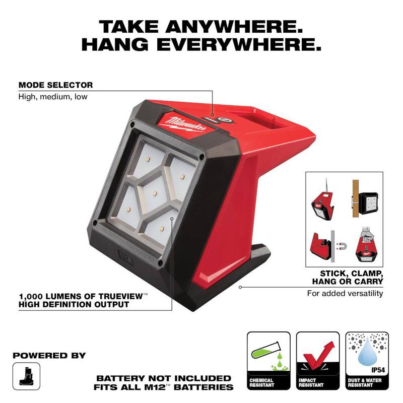Milwaukee M12 12V Juego de combos inalámbrico de taladro/impacto de iones de litio con luz de inundación y (2) baterías compactas de 1.5 Ah - 2494-22-2364-20-48-11-2411