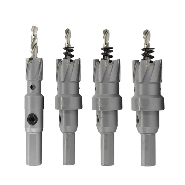 Drill America 4 Piece Carbide Tipped Hole Cutter Set with 1in Depth of Cut in Heavy Duty Storage Bag Organizer - CTHBAG4