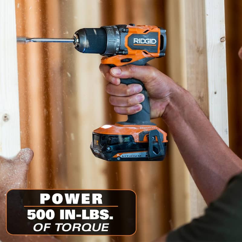 Kit de combo RIDGID 18V SubCompact Brushless de 2 herramientas con taladro/driver, impact driver, (2) baterías de 2.0 Ah, cargador y bolsa de herramientas - R97801