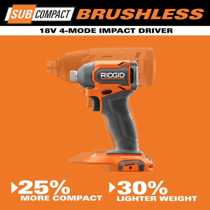 Kit de combo RIDGID 18V SubCompact Brushless de 2 herramientas con taladro/driver, impact driver, (2) baterías de 2.0 Ah, cargador y bolsa de herramientas - R97801
