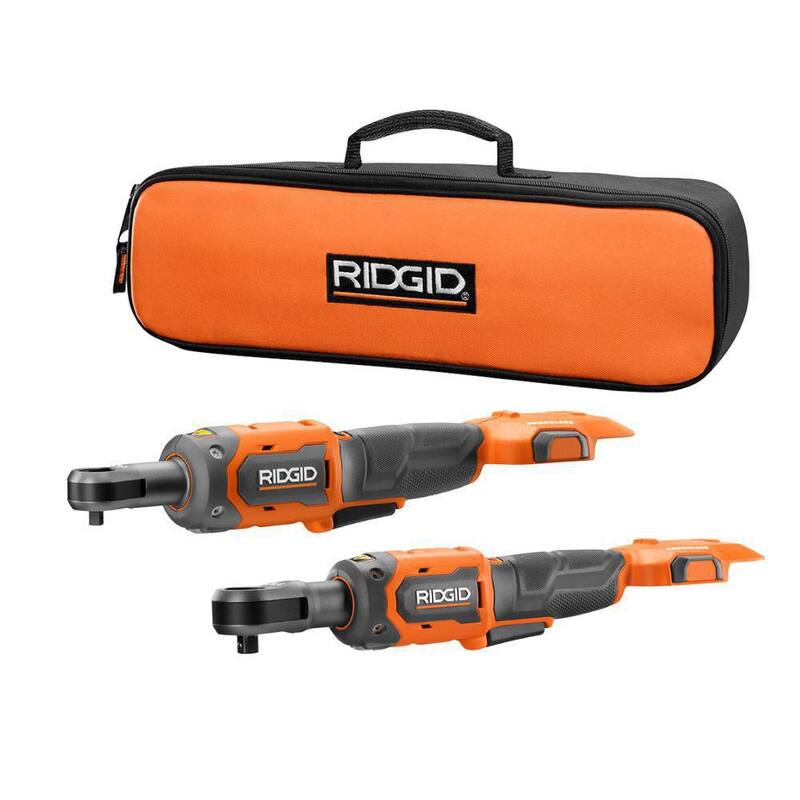 Kit combinado inalámbrico sin escobillas de 2 herramientas RIDGID 18V con trinquete de 3/8 pulgadas, trinquete de 1/4 pulgadas y bolsa (solo herramientas) - R96011SBN