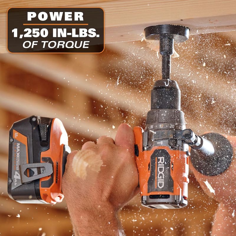 Juego de combinación de 2 herramientas RIDGID 18V Brushless con baterías de salida MAX de 6.0 Ah y 4.0 Ah, cargador y estuche rígido - R92082