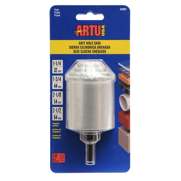 Artu Hole Saw Set, Tungsten Carbide Grit, 6 pcs - 02890