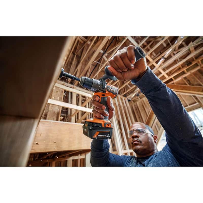 Kit combinado RIDGID 18V sin escobillas inalámbrico de 9 herramientas con (2) baterías de salida máxima de 2.0 Ah y (1) de 4.0 Ah, cargador y bolsa de herramientas - R96265N