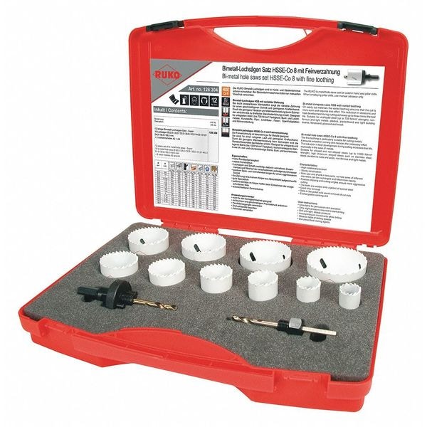 Ruko Bi-metal HSSE-Co8 Hole Saw Set, 13 Pcs. - 126304