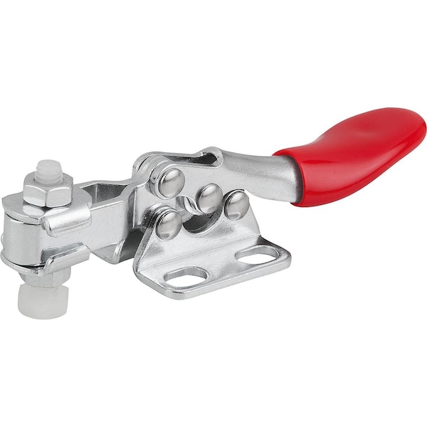 Kipp Toggle Clamp Standard L=79, Form:A Steel, Horizontal Foot, Comp:Plastic, Comp:Red, F2=500 - K1240.010500