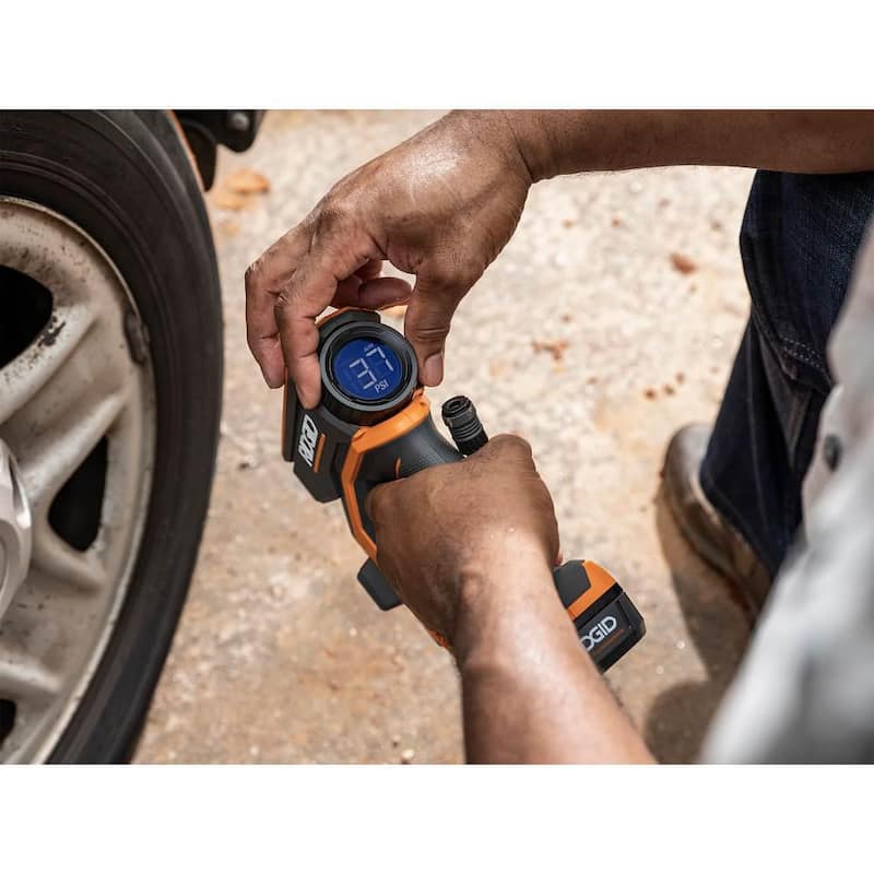 Kit combo inalámbrico Brushless de 18V de RIDGID con 3 herramientas: taladro martillo, atornillador de impacto, inflador digital, baterías, cargador y mochila - R9208-R87044.