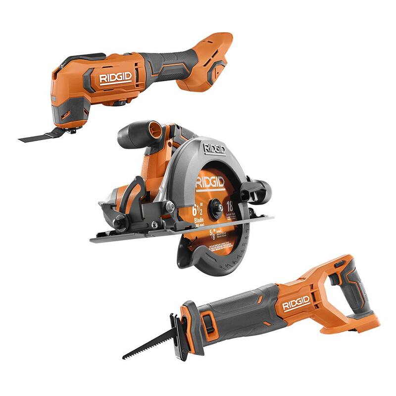 Juego de combo de 3 herramientas inalámbricas de 18V de RIDGID con sierra circular de 6-1/2 pulgadas, multiherramienta y sierra reciproca (solo herramientas) - R8655B-R86241B-R8646B