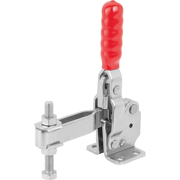 Kipp Toggle Clamp Vertical Std, Horizontal Foot F2=2400, Adjustable Clamping Spind M08X60, Stainless - K1255.102400