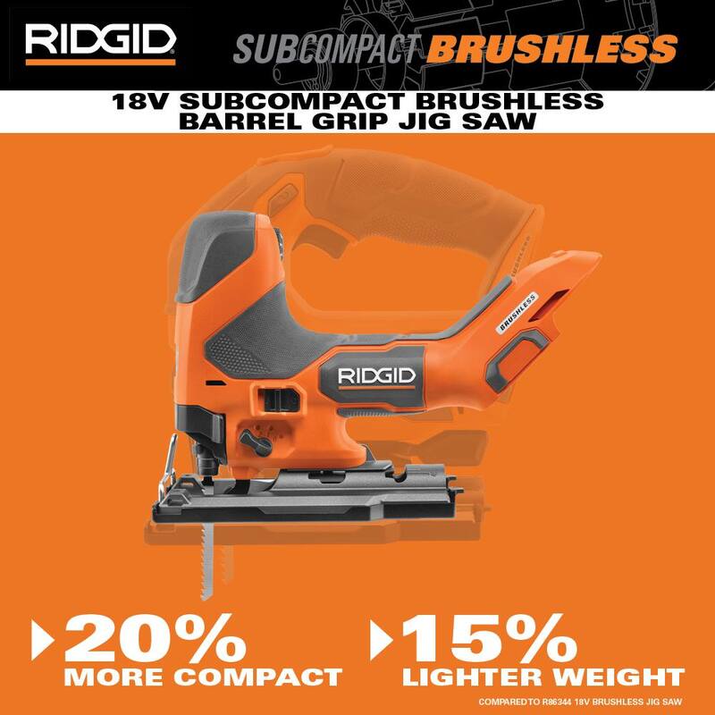 RIDGID 18V Kit de Combo Inalámbrico sin Escobillas de 2 Herramientas con Sierra de Calar SubCompacta con Agarre de Barril y Router Compacto (Sólo Herramientas) - R86346B-R860444B