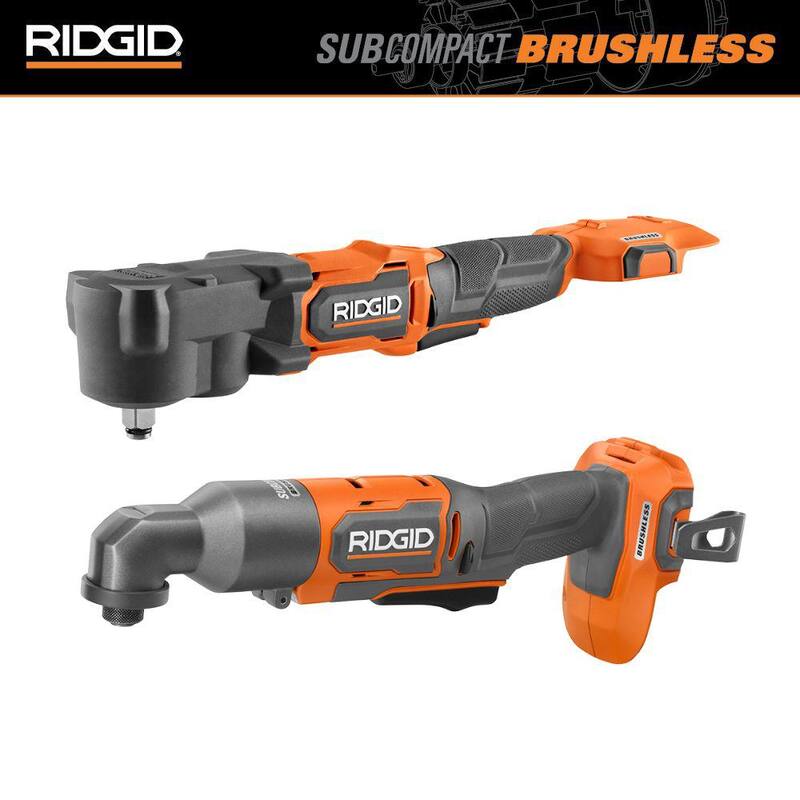 Kit de combinación inalámbrico sin escobillas RIDGID de 18V con Destornillador de impacto angular derecho subcompacto y Llave de impacto angular derecho (solo herramientas) - R87730B-R8721B