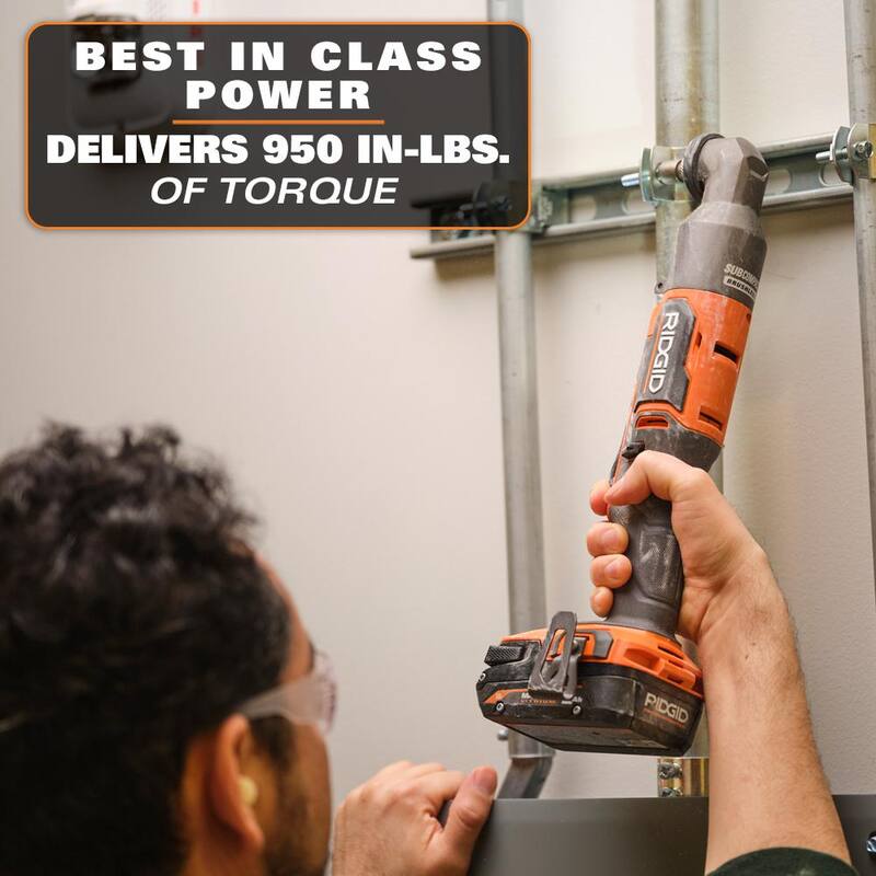 Kit de combinación inalámbrico sin escobillas RIDGID de 18V con Destornillador de impacto angular derecho subcompacto y Llave de impacto angular derecho (solo herramientas) - R87730B-R8721B