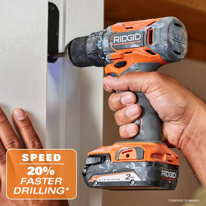 Juego de 2 herramientas inalámbricas RIDGID de 18V con taladro/destornillador de 1/2 pulgadas, destornillador de impacto de 1/4 de pulgada, (3) baterías, cargador y estuche - R92721-AC87004