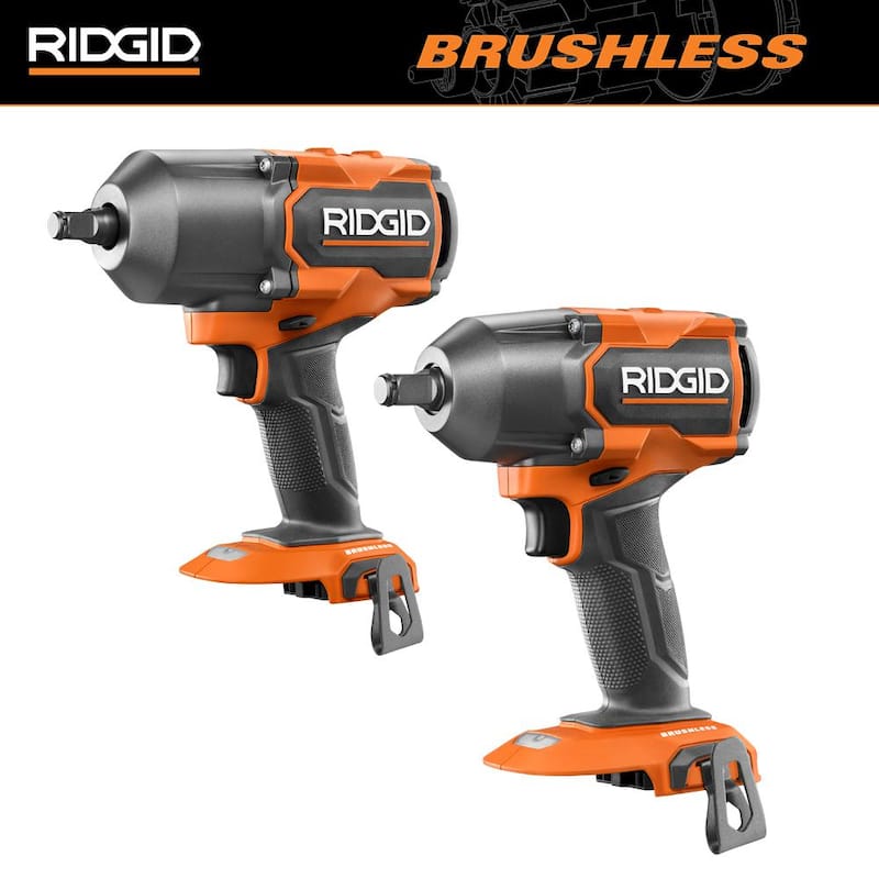 Juego de combo de 2 herramientas inalámbricas RIDGID 18V Brushless con llave de impacto de alto torque y llave de impacto de medio torque (solo herramientas) - R86212B-R86012B