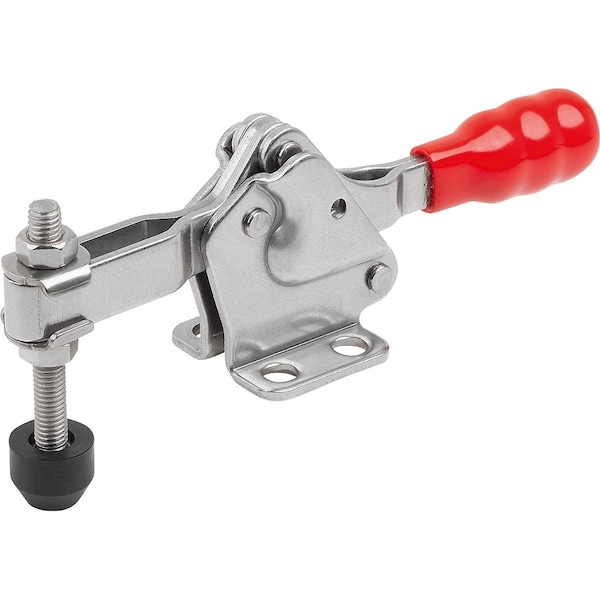 Kipp Toggle Clamp, Horizontal Foot, Std, F2=1000, Adjustable Clamping Spind M05X40, Stainless Bright,  - K1241.11000
