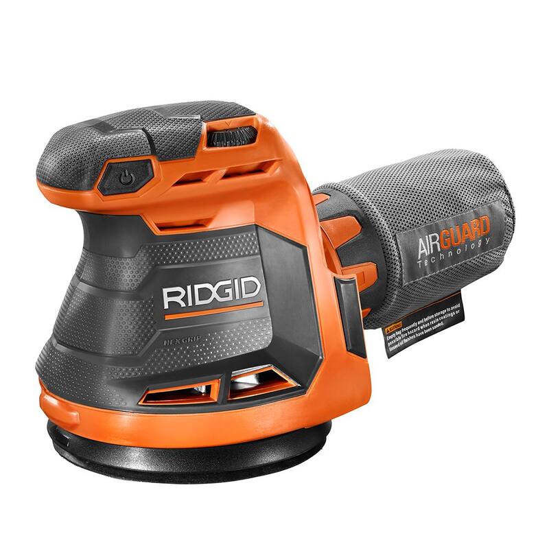 Juego de herramientas inalámbricas RIDGID de 18V con 2 herramientas, con cepillo de 3-1/4 pulgadas sin cable y bolsa de polvo, y lijadora orbital aleatoria de 5 pulgadas (solo herramientas) - R8481B-R8606B