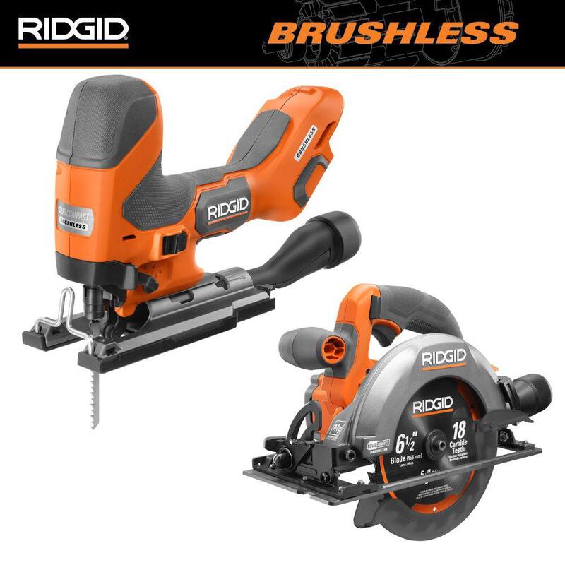 Kit combo inalámbrico de 2 herramientas RIDGID 18V SubCompact Brushless con sierra caladora de agarre de barril y sierra circular de 6-1/2 pulgadas (solo herramientas) - R86346B-R8656B