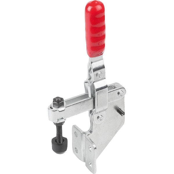 Kipp Toggle Clamp Vertical Std, Angled Foot F2=2000, Adj Clamping Spind M06X50, Steel Zinc Plated,  - K1259.02000