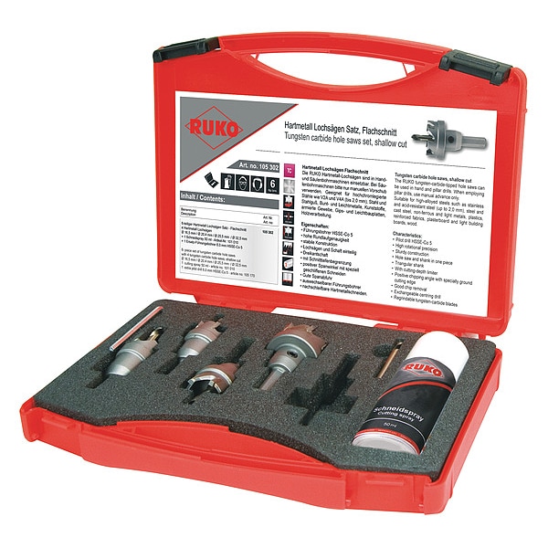 Rothenberger Hole Saw Kit, 6 Pieces, Tungsten Carbide - 105302