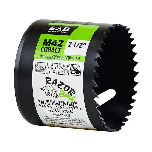 Razor Back 2.5 in. M42 Industrial Hole Saw - Recyclable Exchangeable - 1057152