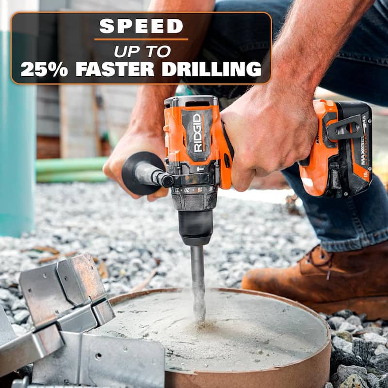 Kit de combo de 2 herramientas RIDGID 18V Brushless con baterías de salida máxima de 6.0 Ah y 4.0 Ah, cargador, estuche rígido y sierra reciprocante - R92082-R8647B