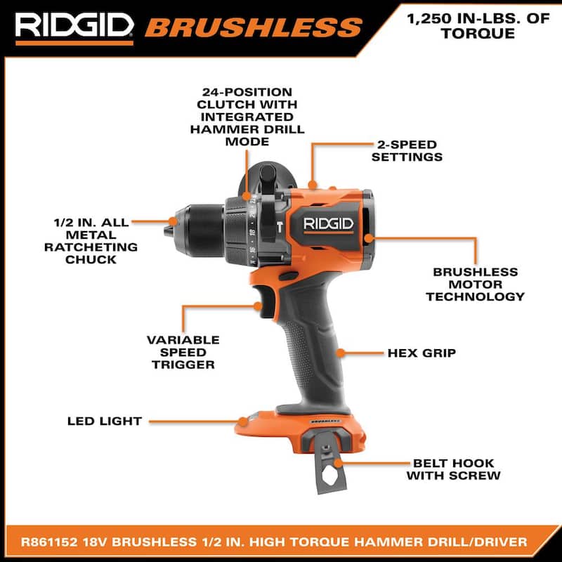 Juego de combo de 2 herramientas sin escobillas RIDGID 18V con baterías de salida máxima de 6.0 Ah y 4.0 Ah, cargador, estuche rígido y sierra de calar - R92082-R86344B