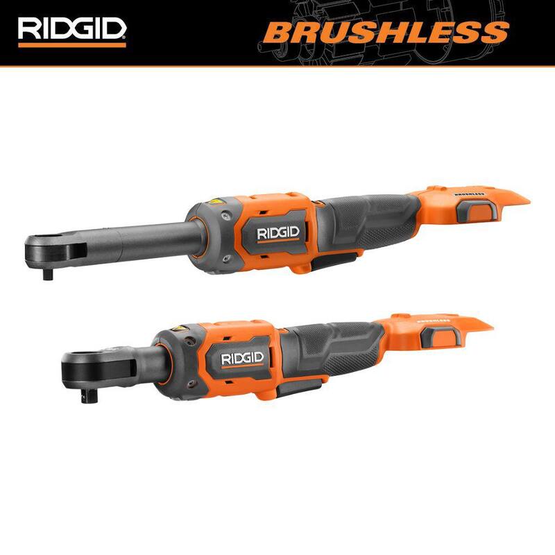 Kit de combo inalámbrico RIDGID 18V Brushless con 2 herramientas, incluye una trinquete de alcance extendido de 1/4 de pulgada y una trinquete de 3/8 de pulgada (sólo herramientas) - R866020B-R866011B