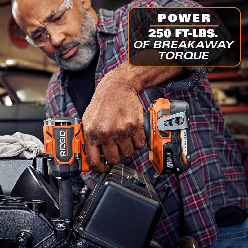 Juego de combo de 3 herramientas inalámbricas RIDGID de 18V con luz LED, llave de impacto SubC, trinquete de alcance extendido, (2) baterías de 2.0 Ah y cargador - R8696B-R872071B-R866021B-R8400802PR86093