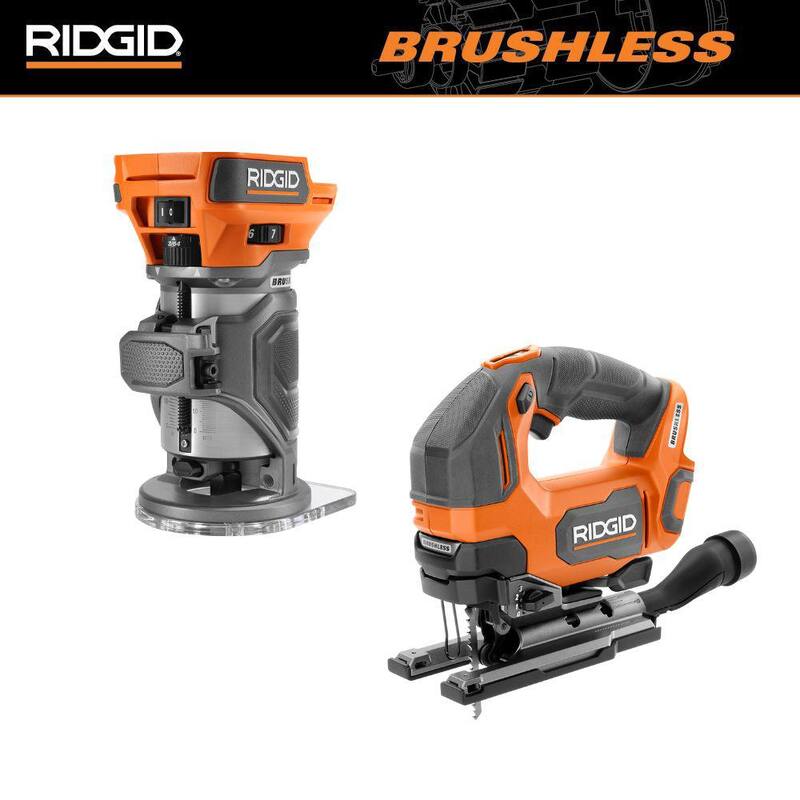 Juego de combo de 2 herramientas Brushless de 18V de RIDGID con Router compacto y Sierra de calar (Solo herramientas) - R860444B-R86344B