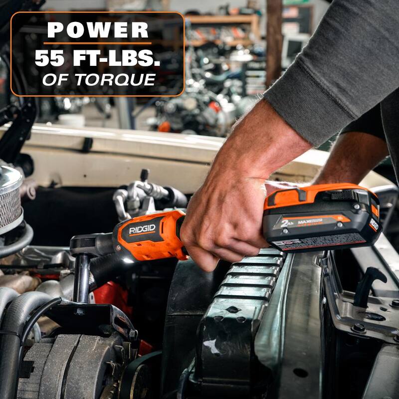 Kit de combo inalámbrico RIDGID 18V sin escobillas de 2 herramientas con destornillador de impacto angular derecho SubCompact y trinquete de 3/8 pulg. (Solo herramientas) - R87730B-R866011B
