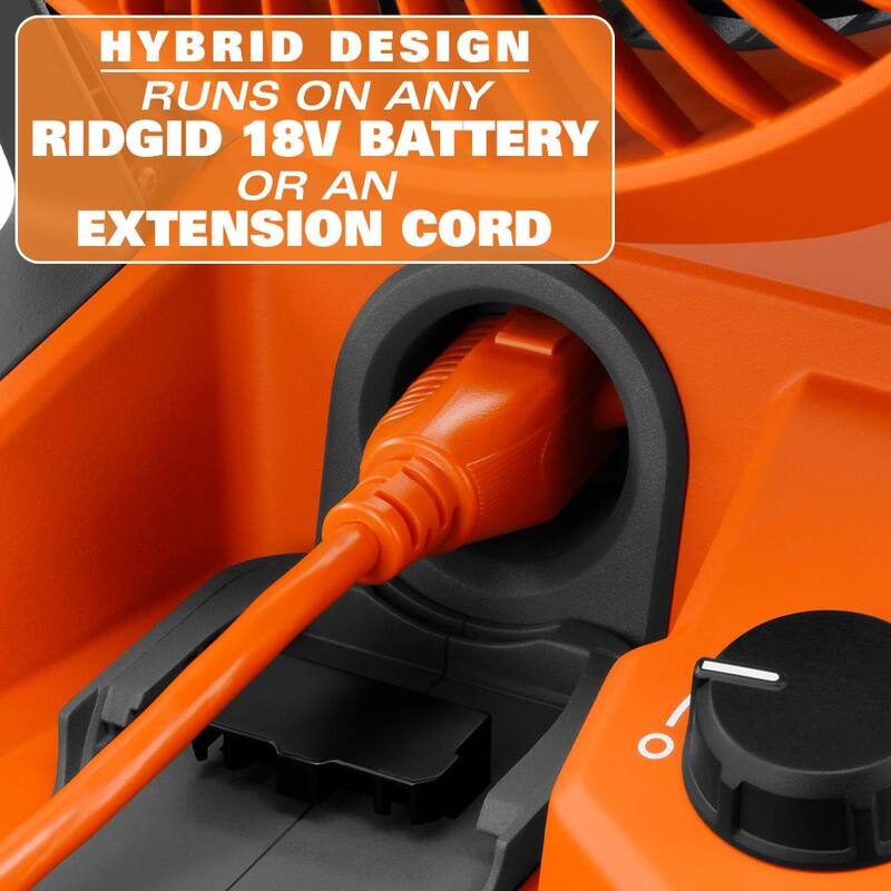 Kit combinado de 3 herramientas inalámbricas RIDGID 18V con inversor de corriente alterna, ventilador, luz LED y baterías de 4.0 y 2.0 Ah - AC86097-AC8400802-AC87004-R8699B-R860721