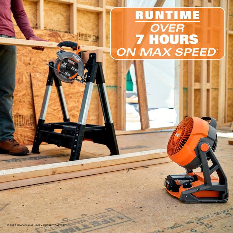 Kit combinado de 3 herramientas inalámbricas RIDGID 18V con inversor de corriente alterna, ventilador, luz LED y baterías de 4.0 y 2.0 Ah - AC86097-AC8400802-AC87004-R8699B-R860721