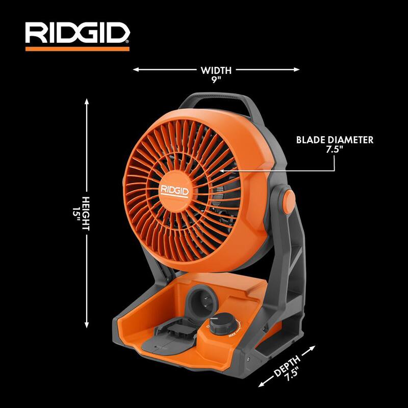 Kit combinado de 3 herramientas inalámbricas RIDGID 18V con inversor de corriente alterna, ventilador, luz LED y baterías de 4.0 y 2.0 Ah - AC86097-AC8400802-AC87004-R8699B-R860721