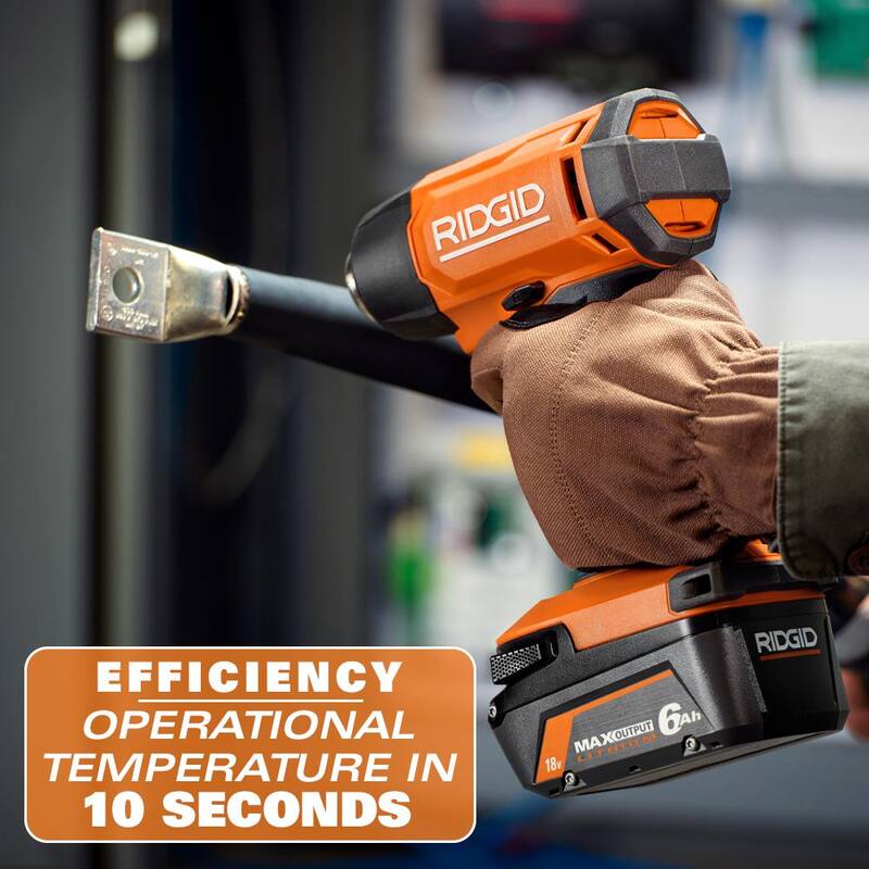Kit de combo inalámbrico RIDGID 18V con 2 herramientas que incluyen una llave de impacto de 1/2 pulgadas sin escobillas, una pistola de calor, una batería de salida máxima de 4.0 Ah y un cargador - R86012K-R860435B