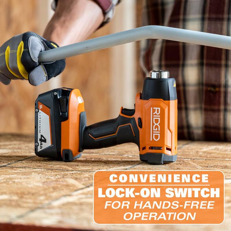 Kit de combo inalámbrico RIDGID 18V con 2 herramientas que incluyen una llave de impacto de 1/2 pulgadas sin escobillas, una pistola de calor, una batería de salida máxima de 4.0 Ah y un cargador - R86012K-R860435B