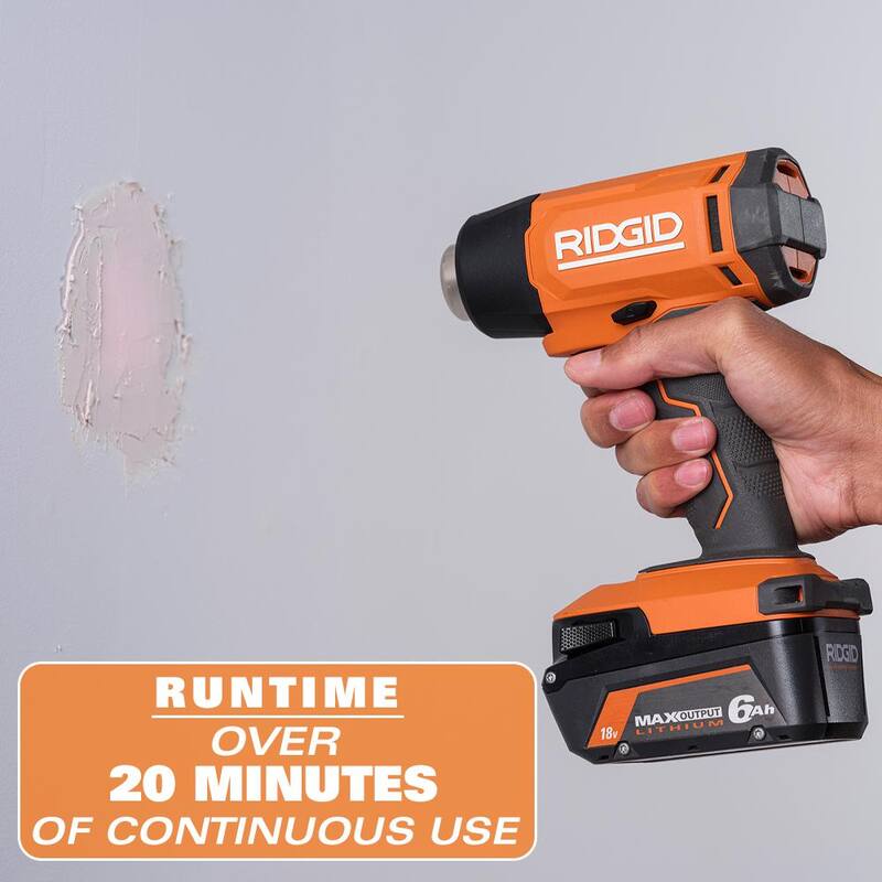 Kit de combo inalámbrico RIDGID 18V con 2 herramientas que incluyen una llave de impacto de 1/2 pulgadas sin escobillas, una pistola de calor, una batería de salida máxima de 4.0 Ah y un cargador - R86012K-R860435B