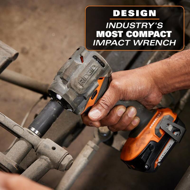 RIDGID Juego de 2 herramientas 18V inalámbricas con motor sin escobillas, incluye llave de impacto SubCompact, amoladora angular, (2) baterías de 2.0 Ah y cargador - R872071B-R86047B-AC8400802P-AC86093N