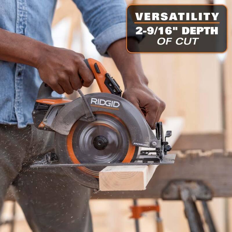 Juego de herramientas combo sin escobillas de 18V RIDGID con sierra ingleteadora deslizante de doble bisel de 7-1/4 pulg. y sierra circular de 7-1/4 pulg. (Solo herramientas) - R48607B-R8657B