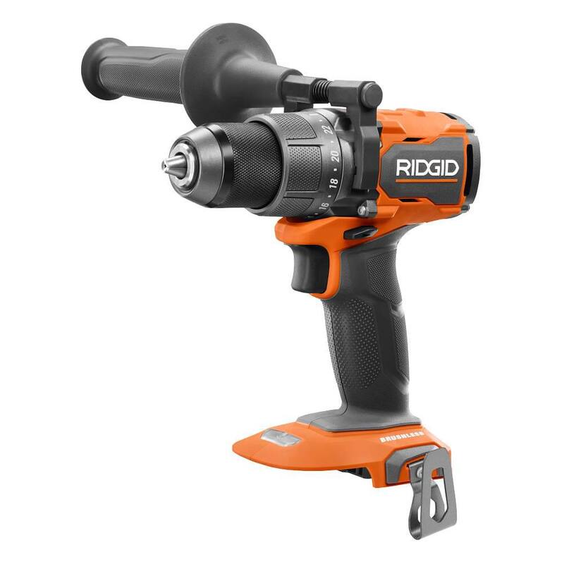 Clavadora inalámbrica brushless de calibre 18 de 18V RIDGID de 2-1/8 in. con taladro/driver inalámbrico brushless de 1/2 in. (Herramientas solamente) - R09891B-R86114B