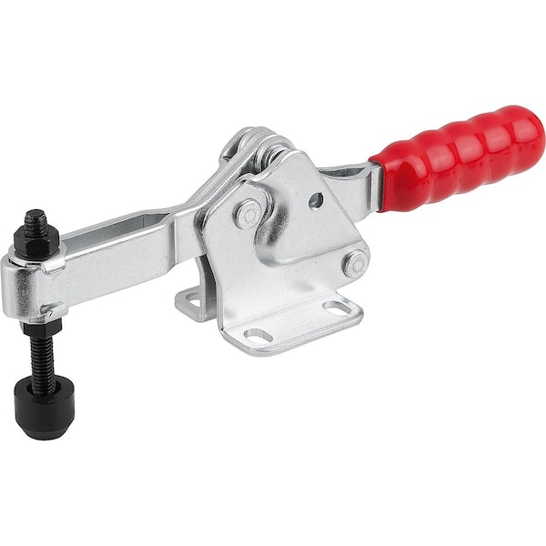 Kipp Toggle Clamp, Horizontal Foot, Standard, F2=2500, Adjustable Clamping Spind M06X50, Steel Electro - K1241.02500