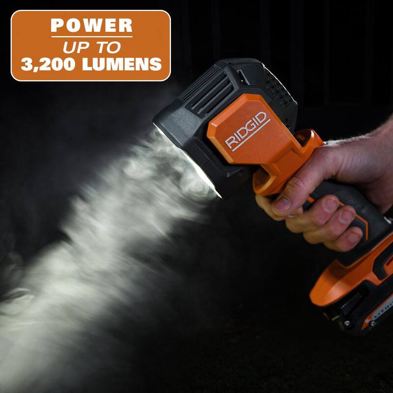 Juego de herramientas inalámbricas RIDGID de 18V con 2 herramientas, llave de impacto de 1/2 pulgadas sin escobillas, foco, batería de salida máxima de 4 Ah y cargador - R86012K-R8699B