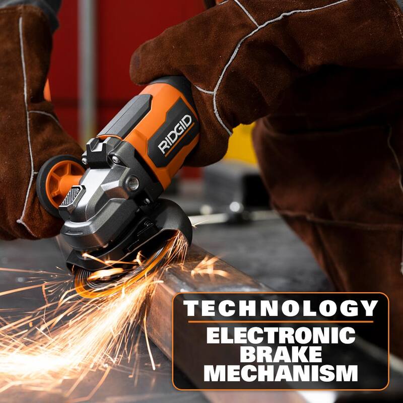 RIDGID 18V Juego de Combo Inalámbrico sin Escobillas de 2 Herramientas con Llave de Impacto de 1/2 pulg., Esmeriladora Angular, Batería de Salida Máxima de 4.0 Ah y Cargador - R86012K-R86047B