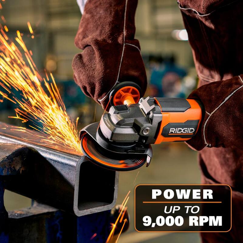 RIDGID 18V Juego de Combo Inalámbrico sin Escobillas de 2 Herramientas con Llave de Impacto de 1/2 pulg., Esmeriladora Angular, Batería de Salida Máxima de 4.0 Ah y Cargador - R86012K-R86047B
