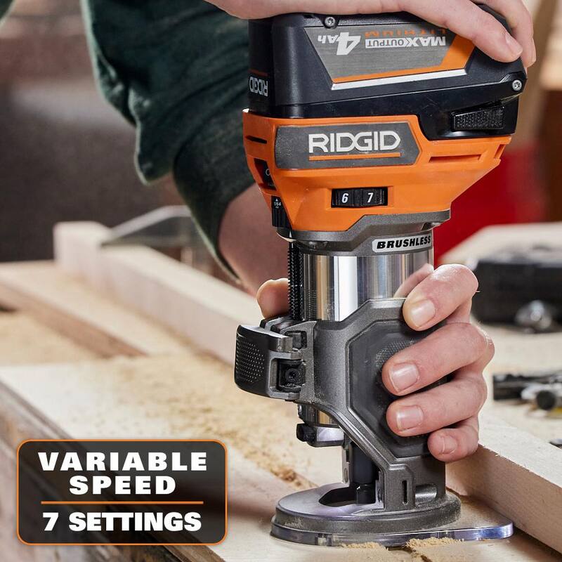 Juego de herramientas combo RIDGID de 18V sin escobillas con cepillo de mano de 3-1/4 pulgadas y enrutador de recorte compacto (solo herramientas) - R8481B-R860444B