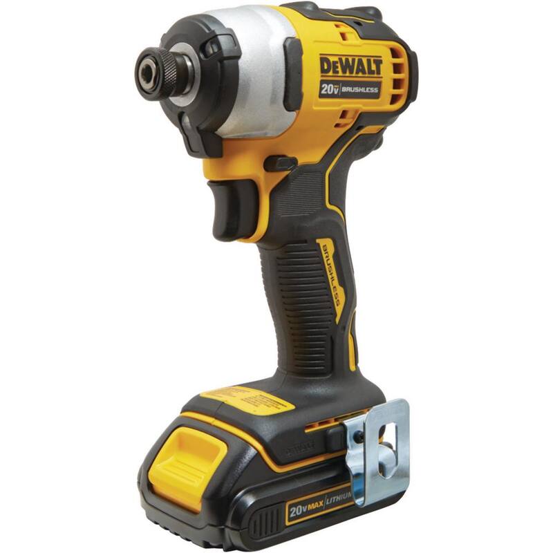 DEWALT ATOMIC 20V MAX Destornillador de Impacto Inalámbrico y Compacto de 1/4 de pulgada sin escobillas, (1) Batería de 20V 1.3Ah, Cargador y Bolsa - DCF809C1