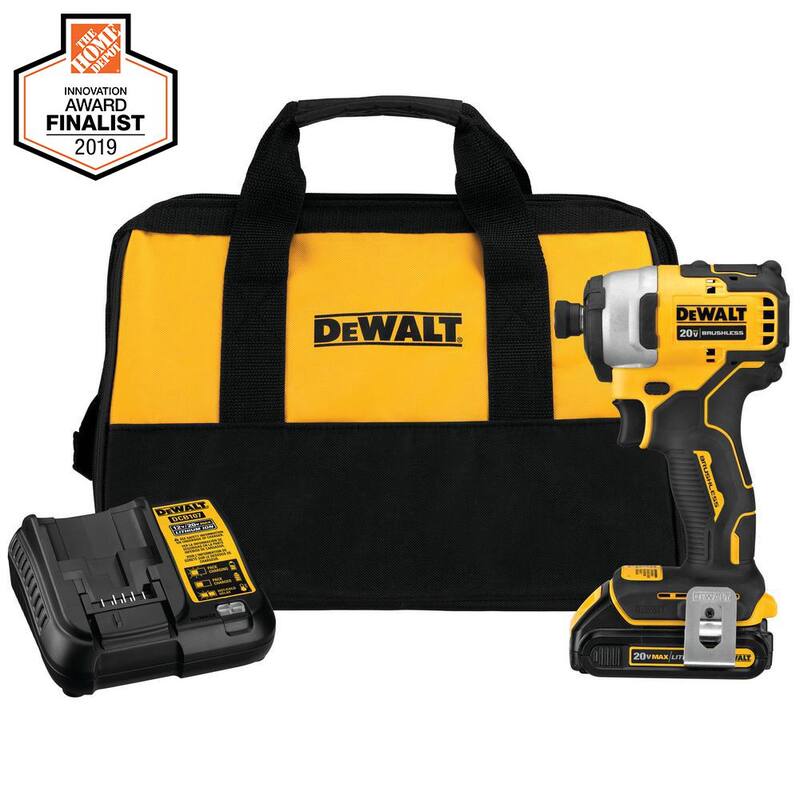 DEWALT ATOMIC 20V MAX Destornillador de Impacto Inalámbrico y Compacto de 1/4 de pulgada sin escobillas, (1) Batería de 20V 1.3Ah, Cargador y Bolsa - DCF809C1
