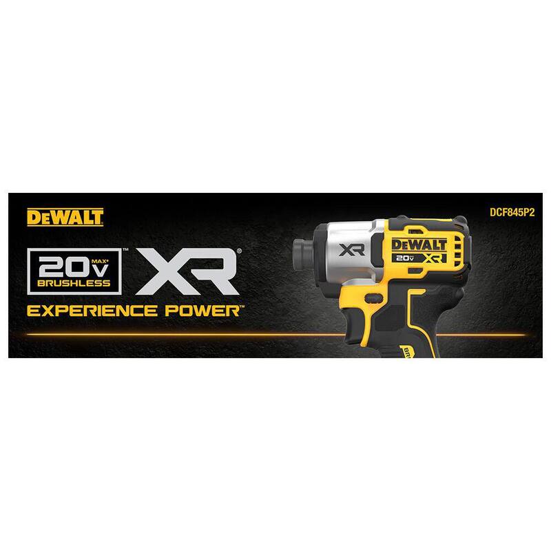 DEWALT 20-Volt MAX XR Juego de Impacto Inalámbrico sin escobillas de litio de 1/4 de pulgada y 3 velocidades con (2) baterías de 5.0 Ah, cargador y bolsa - DCF845P2
