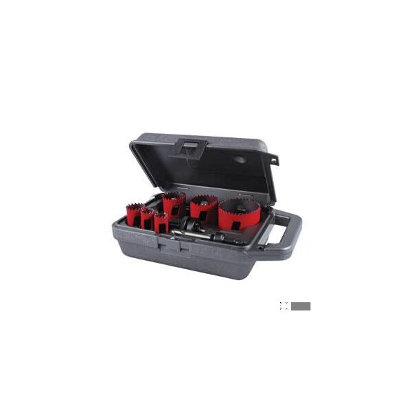 Morse Hole Saw Kit, Utility, 8 pc, 1-15/16 in Cutting Depth, Bi-Metal, Red - MHS03U