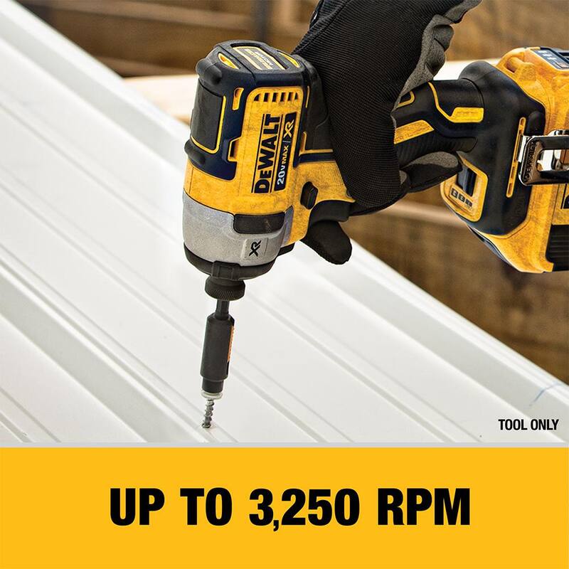 DEWALT 20V MAX XR Atornillador de Impacto Inalámbrico sin Escobillas de 3 Velocidades de 1/4 pulg. con (1) Batería 20V 5.0Ah y Cargador - DCF887P1