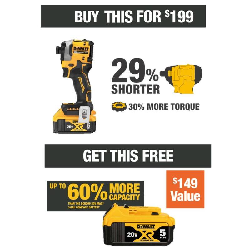 Juego de llave de impacto inalámbrica DEWALT ATOMIC 20V MAX de ión de litio Y batería de ión de litio premium 20V MAX de 5.0Ah - DCF850P1WDCB205